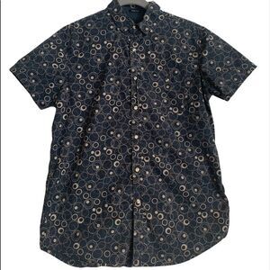 STEVE'S JEANS Mens' Blue Gray circles Button-down Stretch shirt Small- NEW